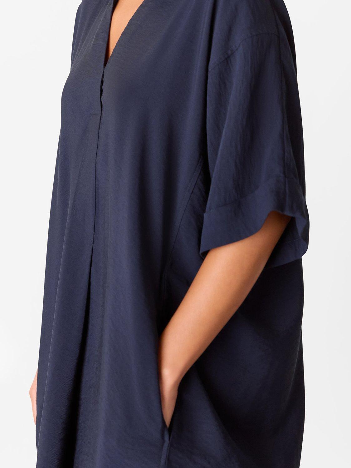 Product image 3 of 5, which shows Whistles Petite Melanie Mini Dress, Navy, 8