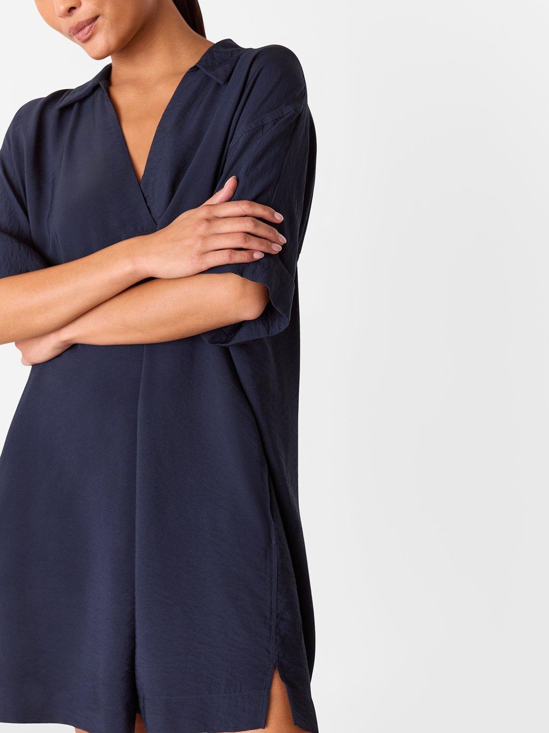 Product image 4 of 5, which shows Whistles Petite Melanie Mini Dress, Navy, 8