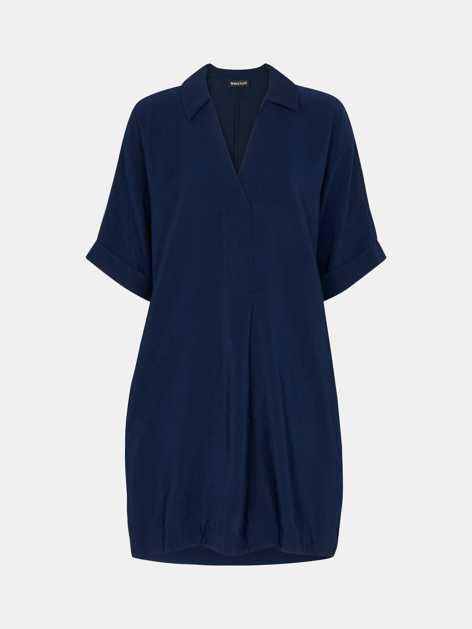 Product image 5 of 5, which shows Whistles Petite Melanie Mini Dress, Navy, 8