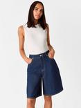 Whistles Authentic Knee Length Denim Shorts, Dark Blue