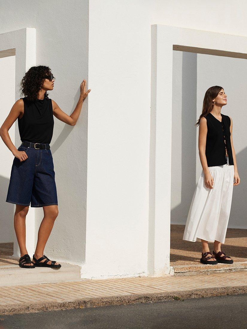 Product image 2 of 6, which shows Whistles Authentic Knee Length Denim Shorts, Dark Blue, 26