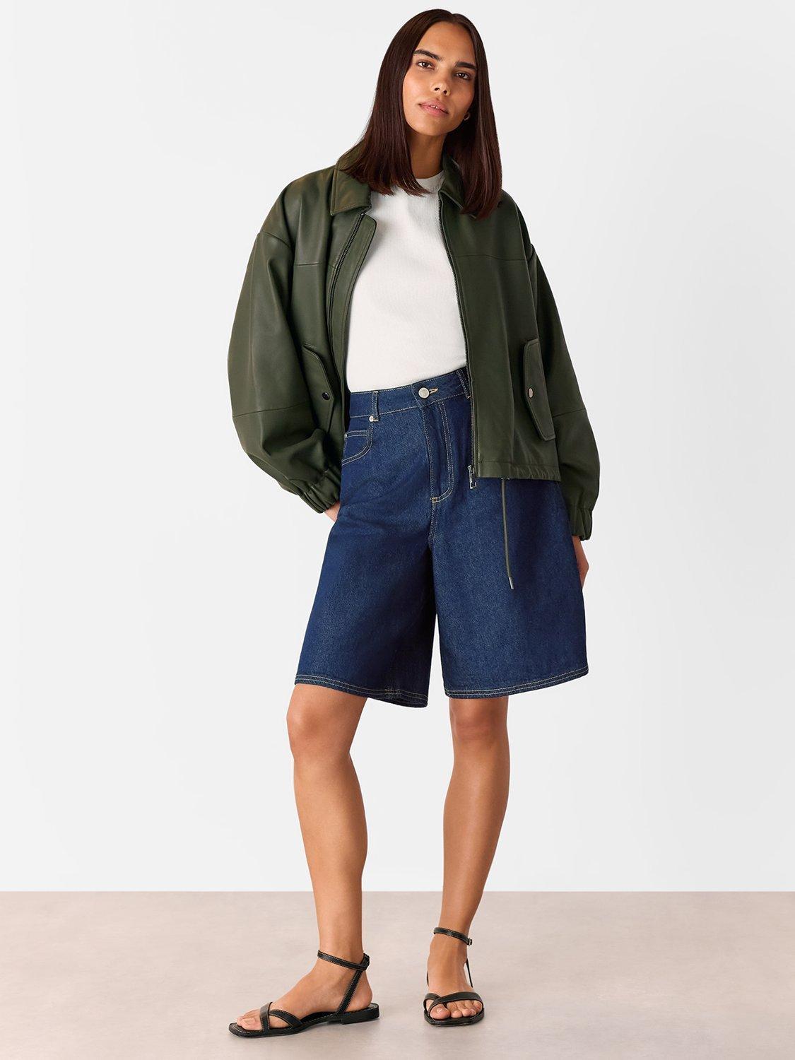 Product image 5 of 6, which shows Whistles Authentic Knee Length Denim Shorts, Dark Blue, 26