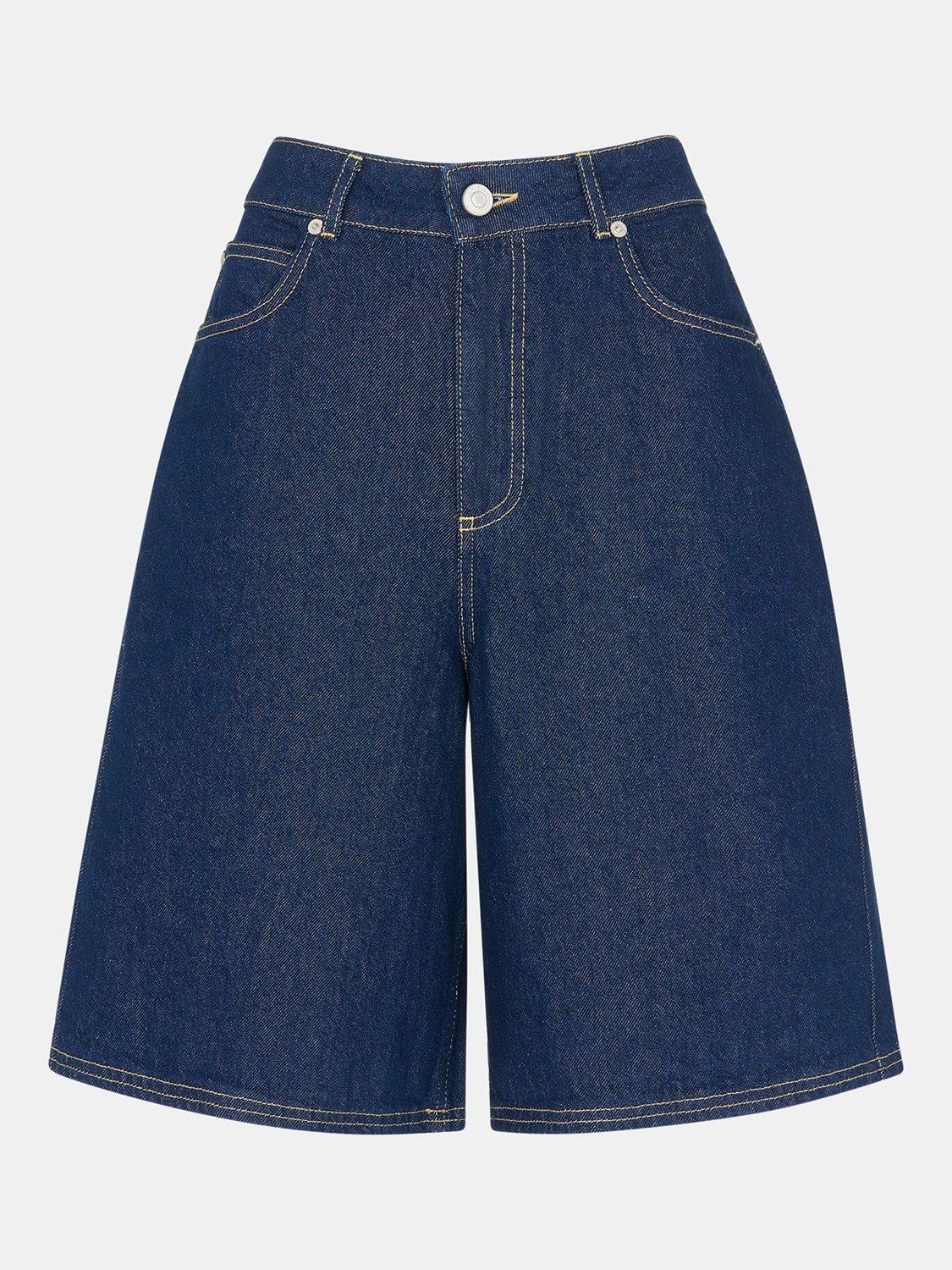 Product image 6 of 6, which shows Whistles Authentic Knee Length Denim Shorts, Dark Blue, 26