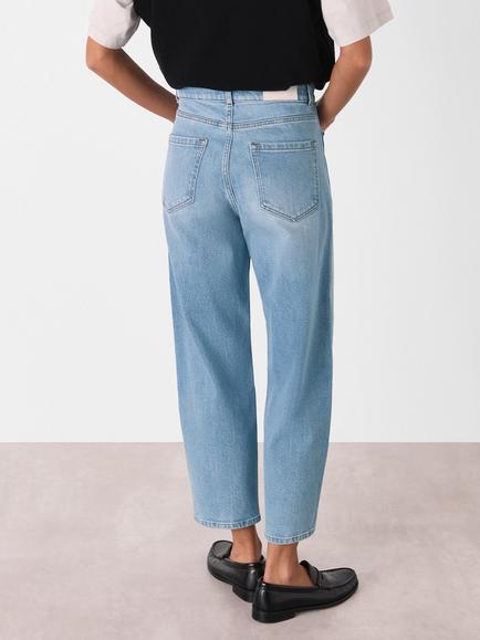 Whistles Stretch Barrel Leg Jeans, Light Blue - view 2, Light Blue