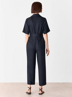 Whistles Button Front Short Sleeve Jumpsuit - view 2, Navy