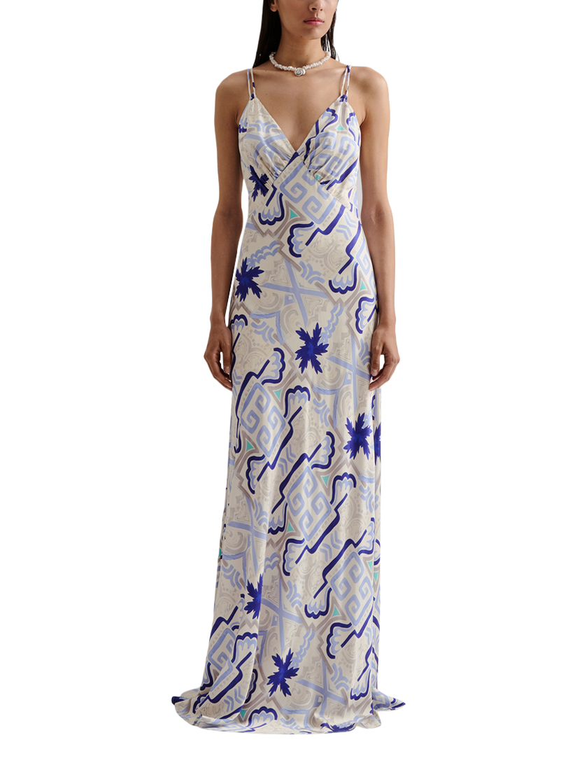 Malina Cornelia Slip Maxi Dress, Blue/Multi