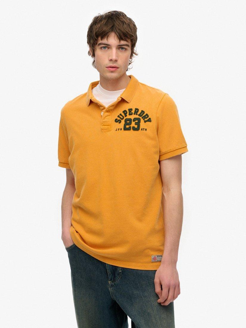 Superdry Vintage Athletic Cotton Polo Shirt, Track Gold