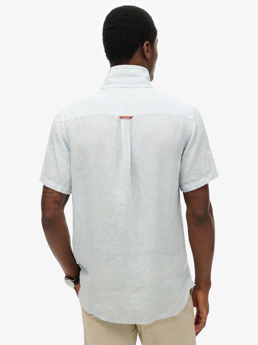 Product image 2 of 5, which shows Superdry Embroidered Vacation Linen Shirt, Blue, S
