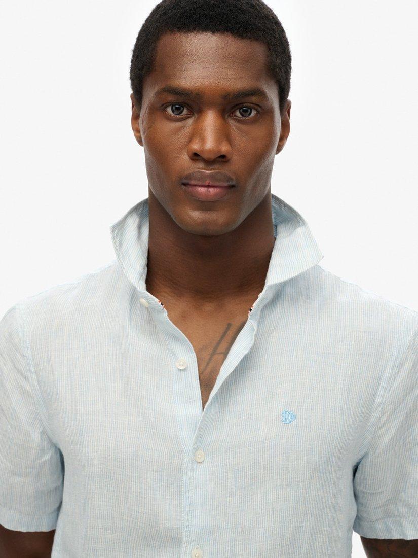 Product image 4 of 5, which shows Superdry Embroidered Vacation Linen Shirt, Blue, S