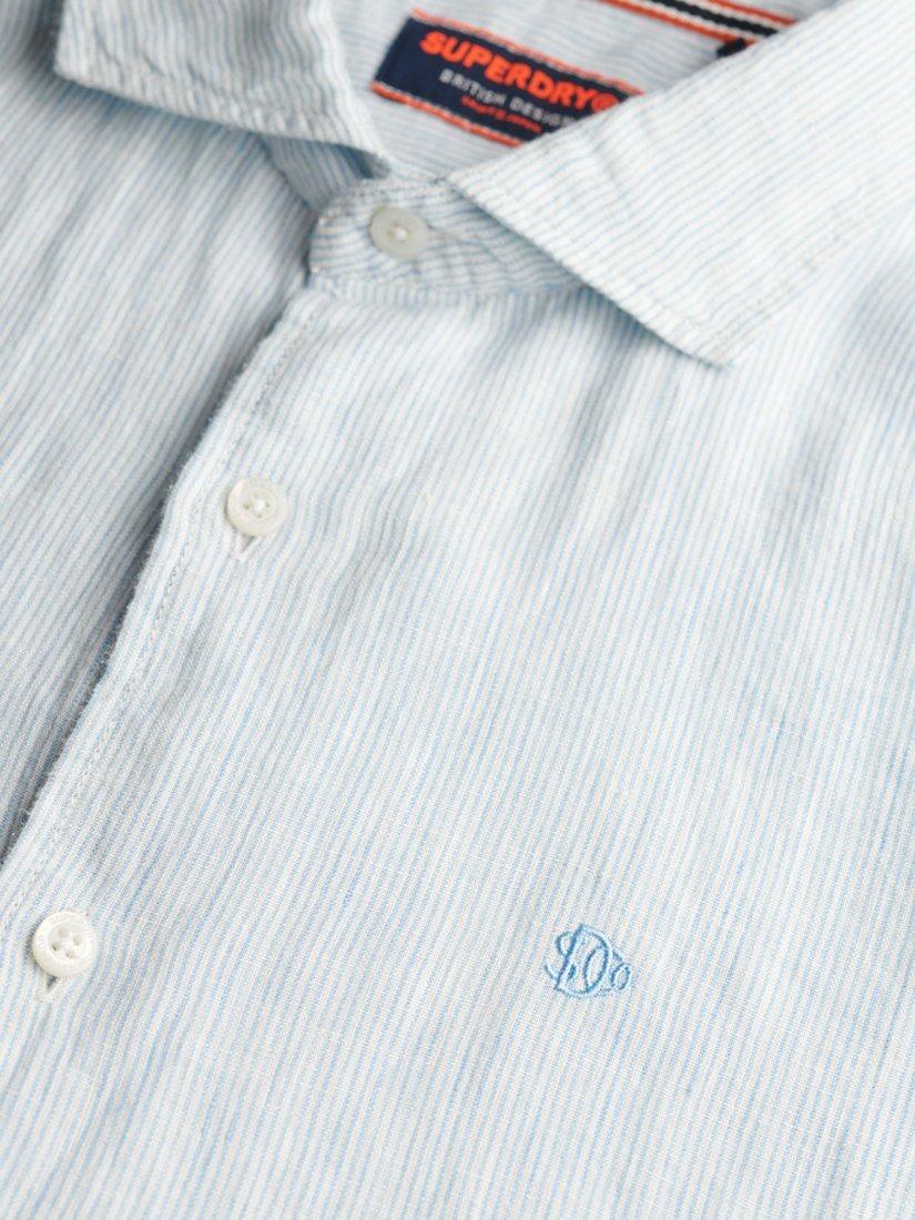 Product image 5 of 5, which shows Superdry Embroidered Vacation Linen Shirt, Blue, S