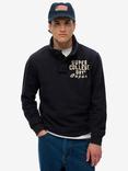 Superdry Vtinage Athletic Half-Button Jumper, Eclipse Navy