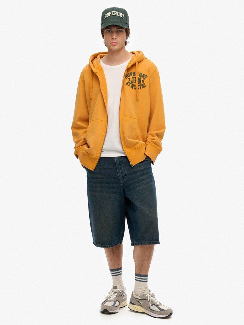 Product image 3 of 4, which shows Superdry Vintage Athletic Zip Front Cotton Hoodie, Track Gold, S