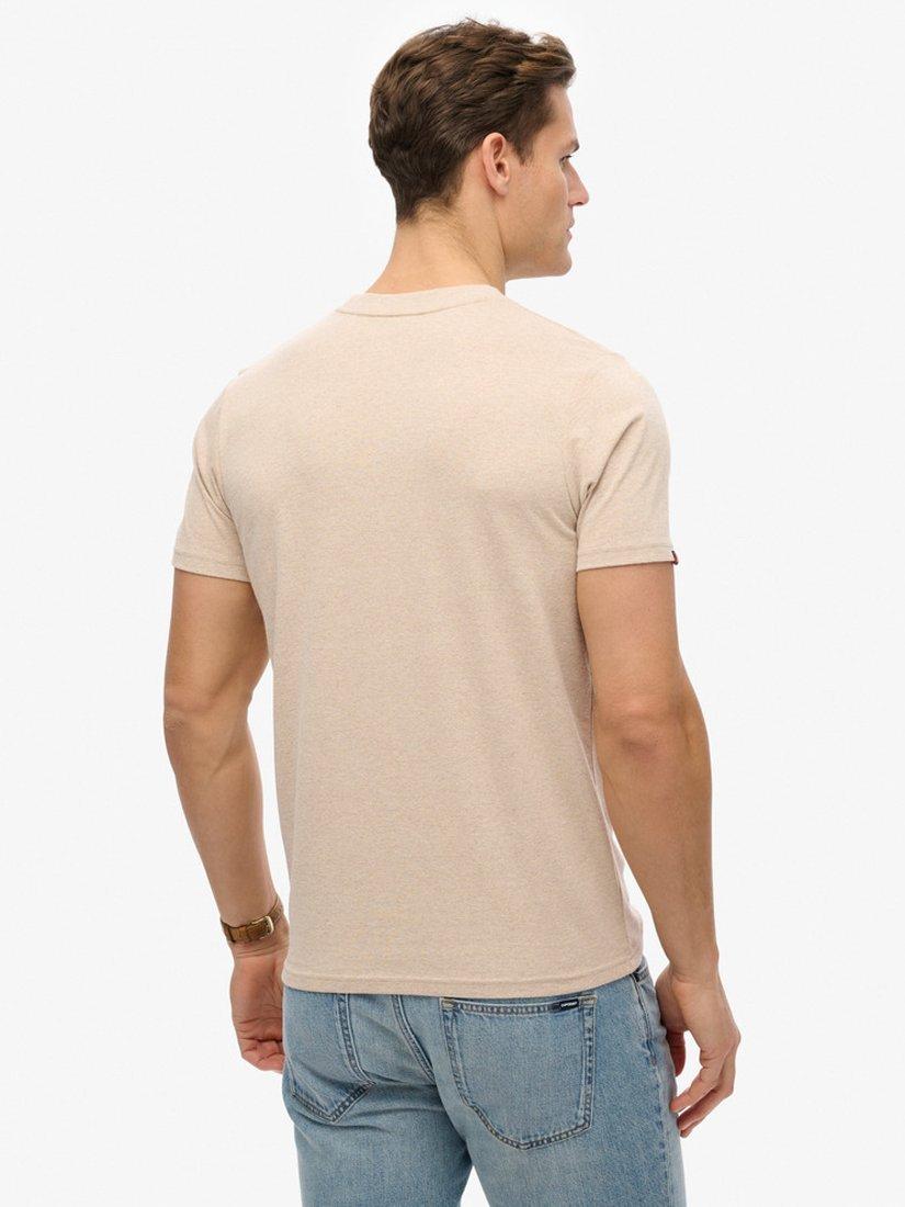 Product image 2 of 5, which shows Superdry Cotton Regular Fit Short Sleeve Logo T-Shirt, Lavin Beige Marl, S
