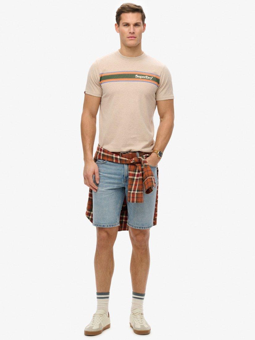 Product image 3 of 5, which shows Superdry Cotton Regular Fit Short Sleeve Logo T-Shirt, Lavin Beige Marl, S