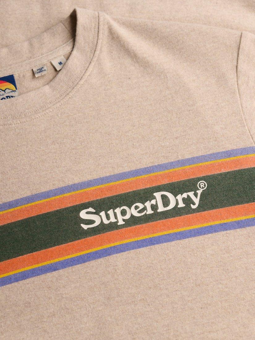Product image 5 of 5, which shows Superdry Cotton Regular Fit Short Sleeve Logo T-Shirt, Lavin Beige Marl, S