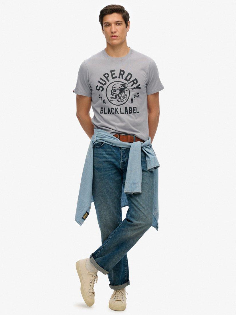 Product image 2 of 4, which shows Superdry Cotton Regular Fit Black Label T-Shirt, Charcoal, S