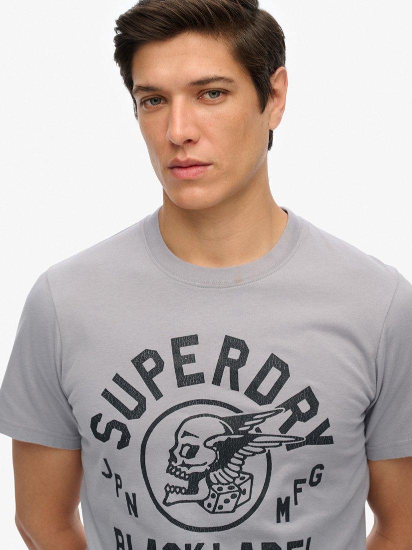 Product image 3 of 4, which shows Superdry Cotton Regular Fit Black Label T-Shirt, Charcoal, S