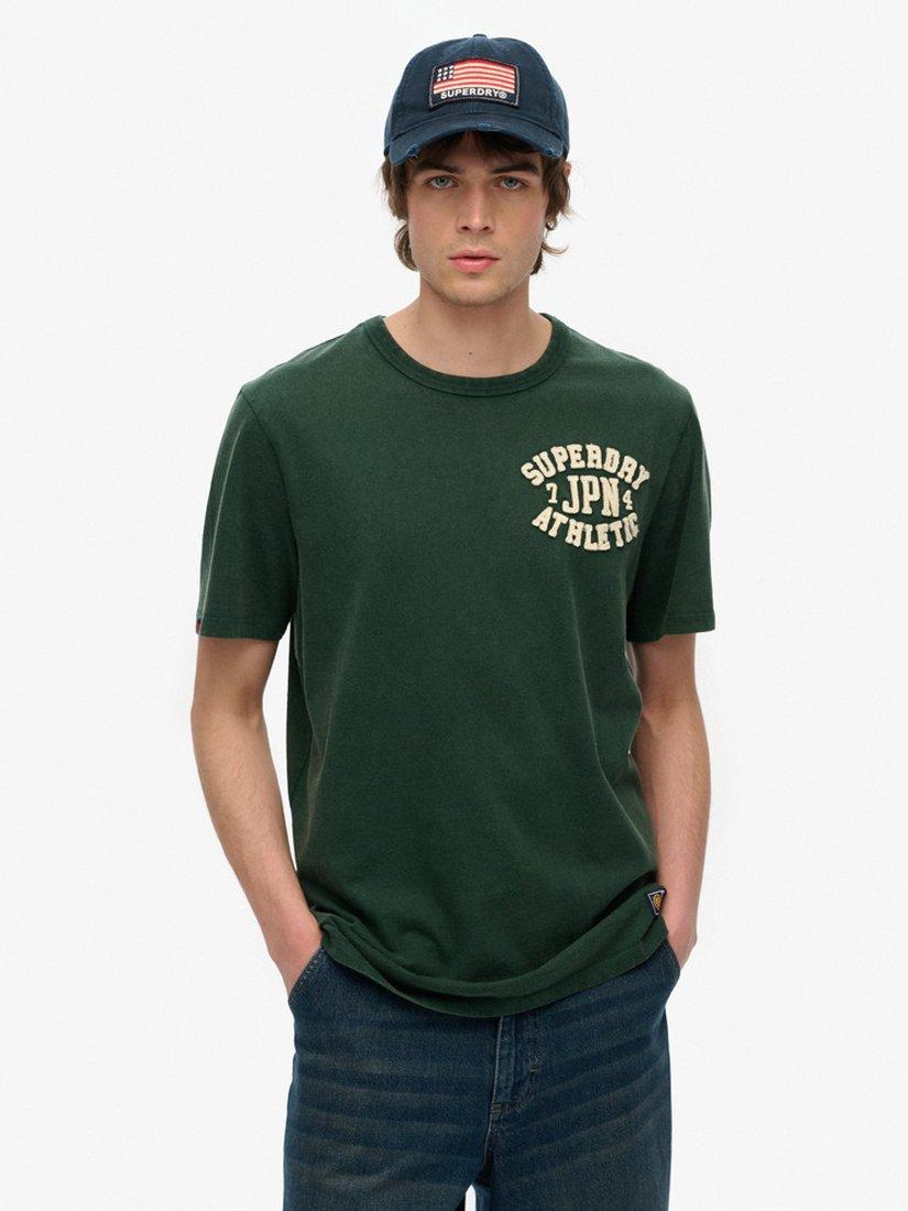 Product image 1 of 4, which shows Superdry Vintage Athletic Cotton T-Shirt, Enamel Green, S