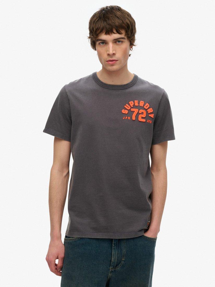 Product image 1 of 4, which shows Superdry Vintage Athletic Cotton T-Shirt, Graphite Black, S