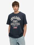 Superdry Cotton Loose Fit Short Sleeve Athletic Essential Graphic T-Shirt, Bradley Navy