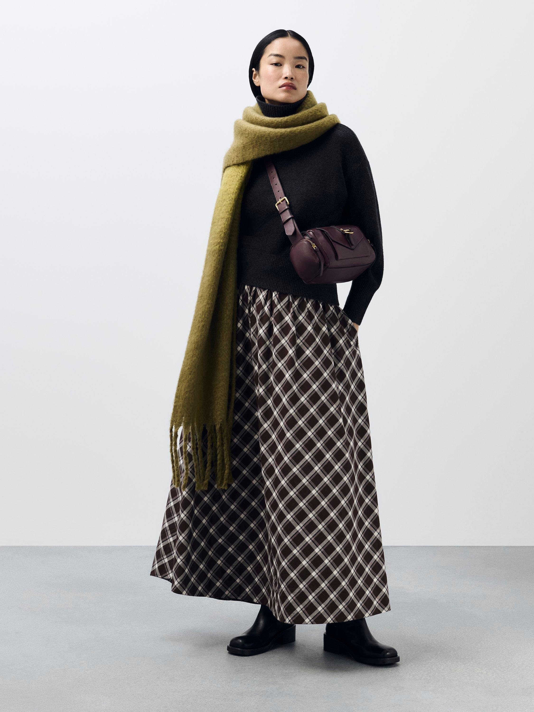 Product image 7 of 7, which shows John Lewis Cotton Check Wrap Maxi Dress, Brown, 8