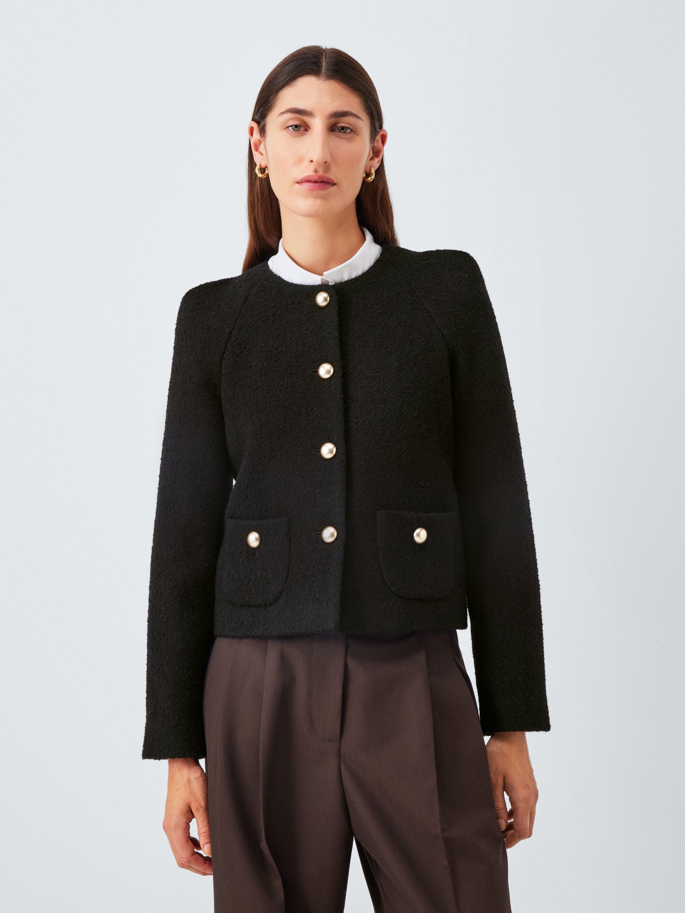 Product image 1 of 6, which shows John Lewis Boucle Wool Blend Jacket, Black, 10