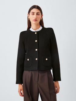 John Lewis Boucle Wool Blend Jacket, Black