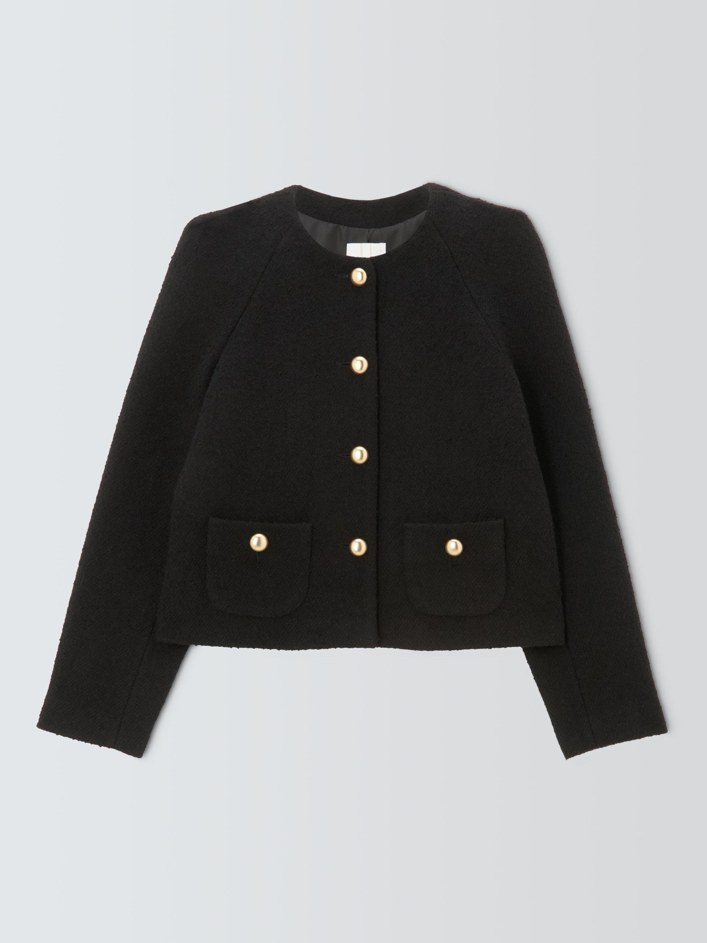 Product image 4 of 6, which shows John Lewis Boucle Wool Blend Jacket, Black, 10
