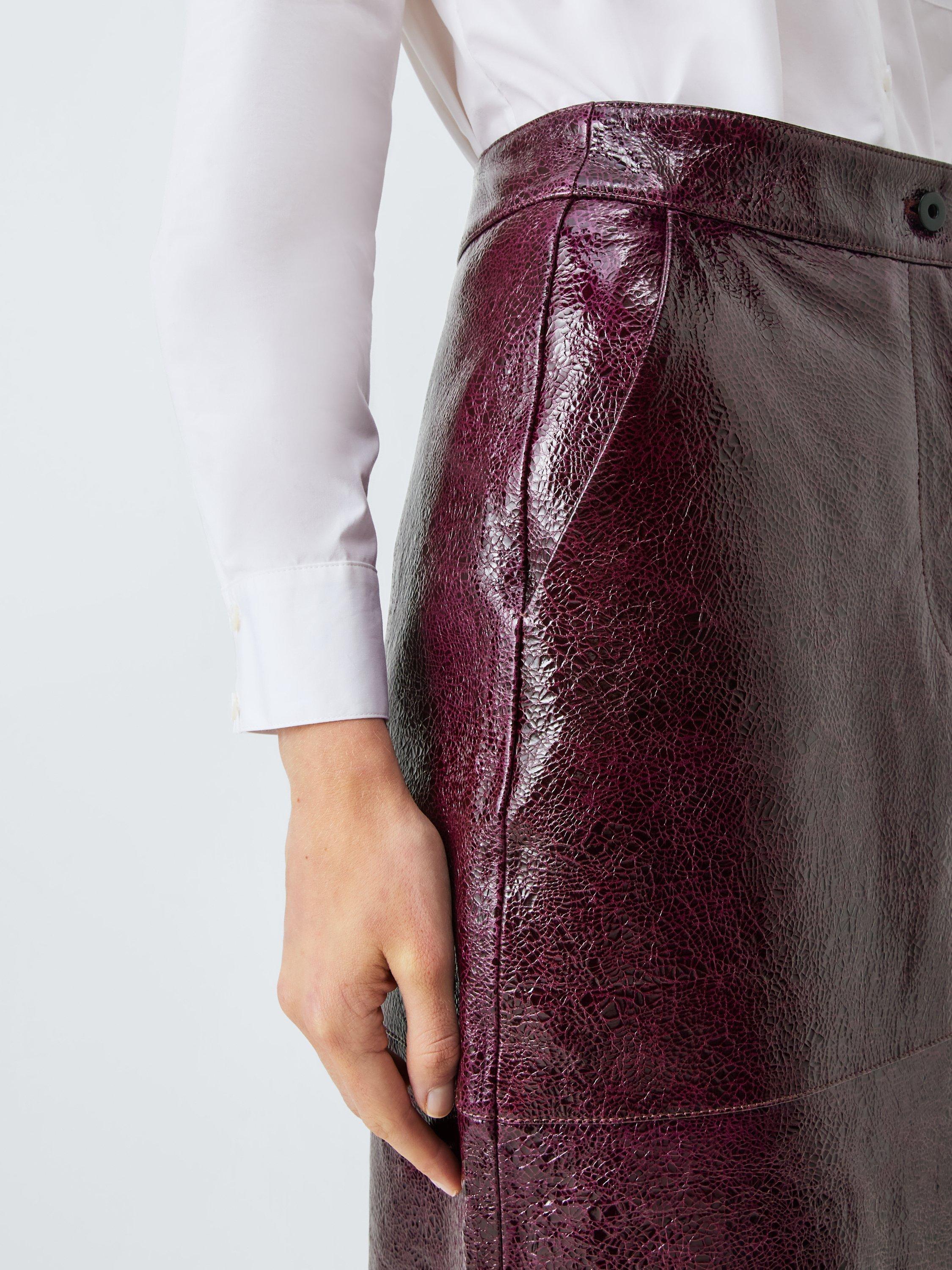 Product image 5 of 6, which shows John Lewis Leather Midi Pencil Skirt, Fig, 8