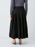 John Lewis Pleat Cotton Blend Maxi Skirt, Black