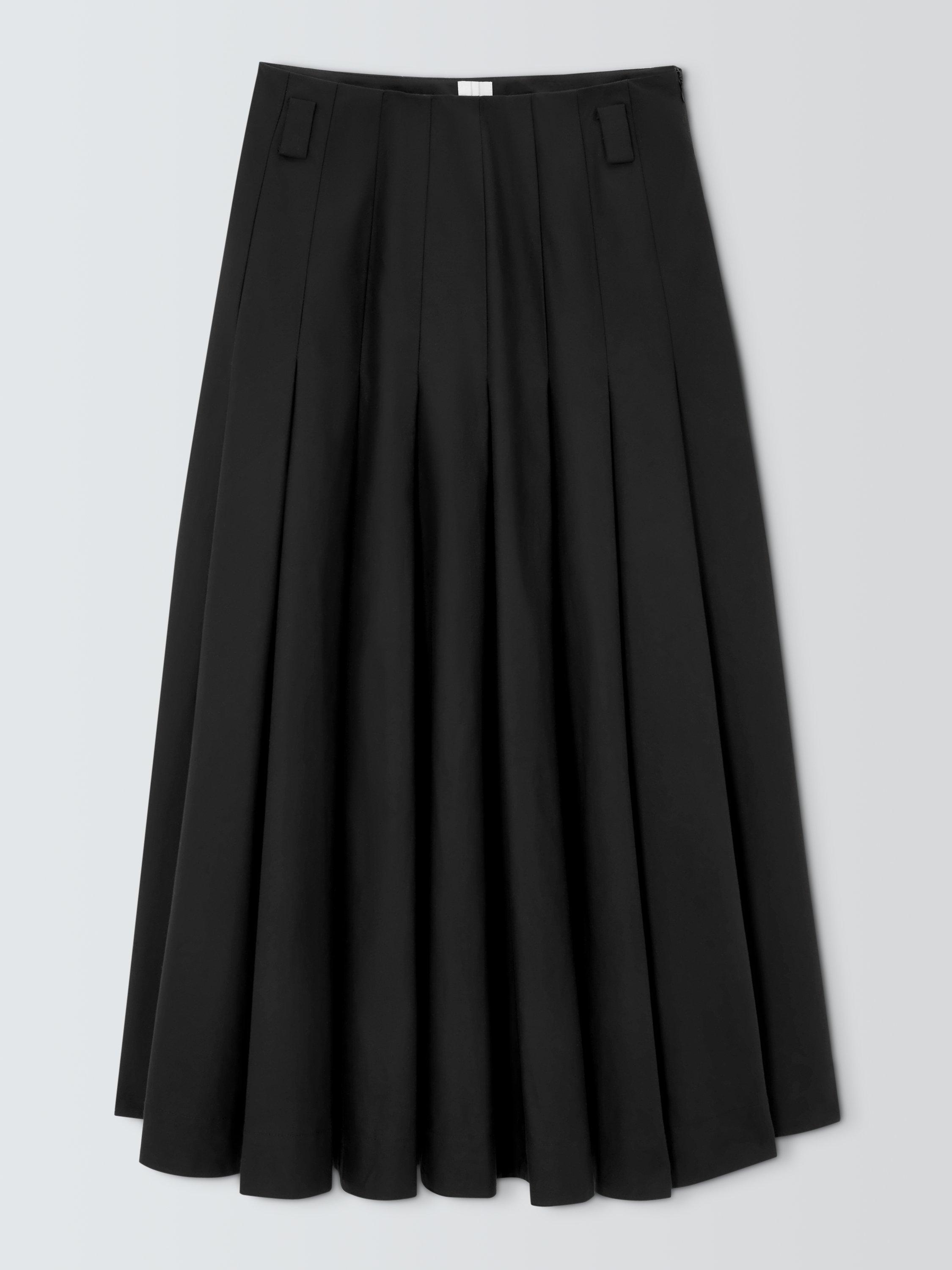 Product image 4 of 6, which shows John Lewis Cotton Blend Pleated Maxi Skirt, Black, 16