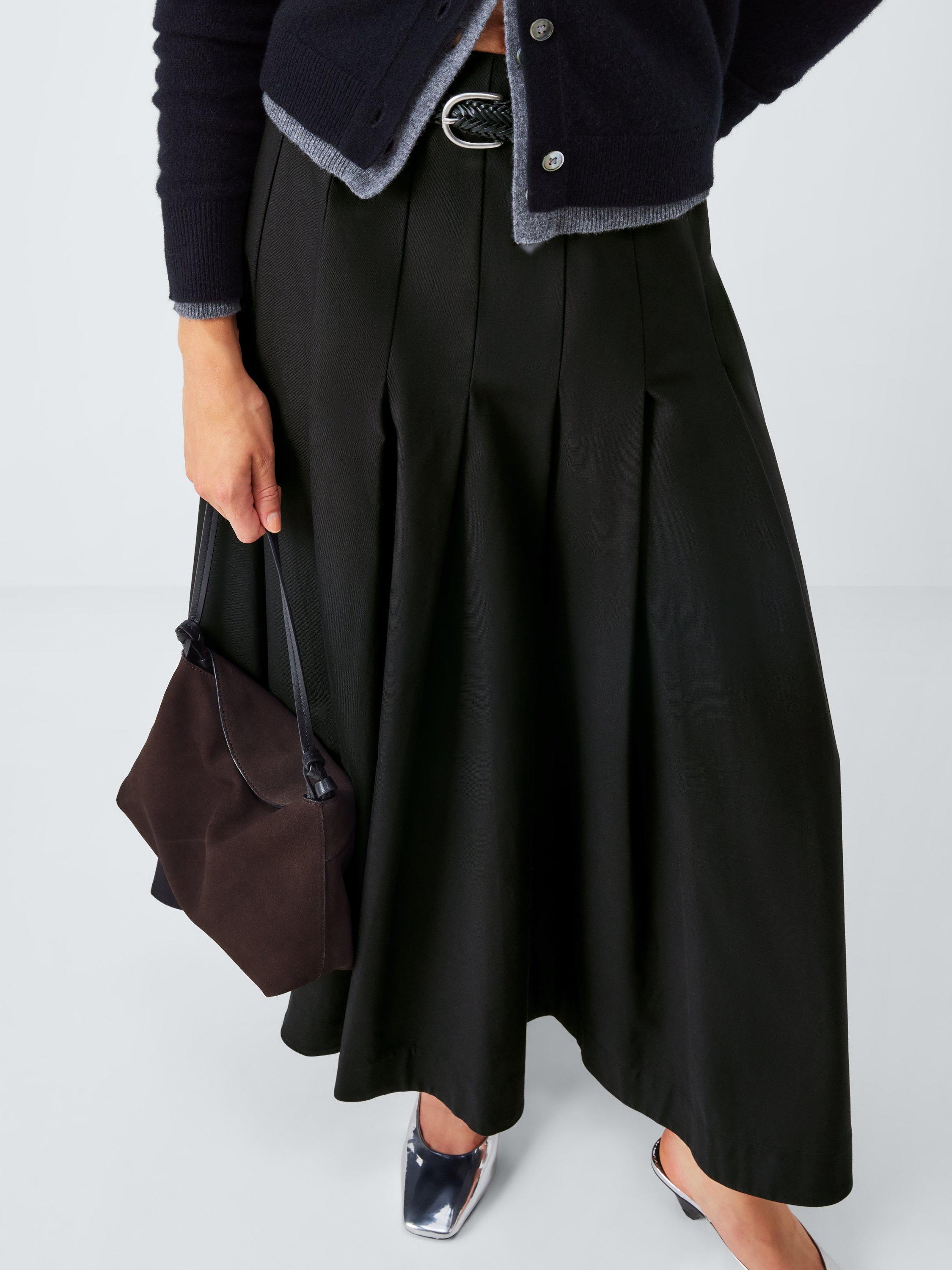 Product image 5 of 6, which shows John Lewis Cotton Blend Pleated Maxi Skirt, Black, 16