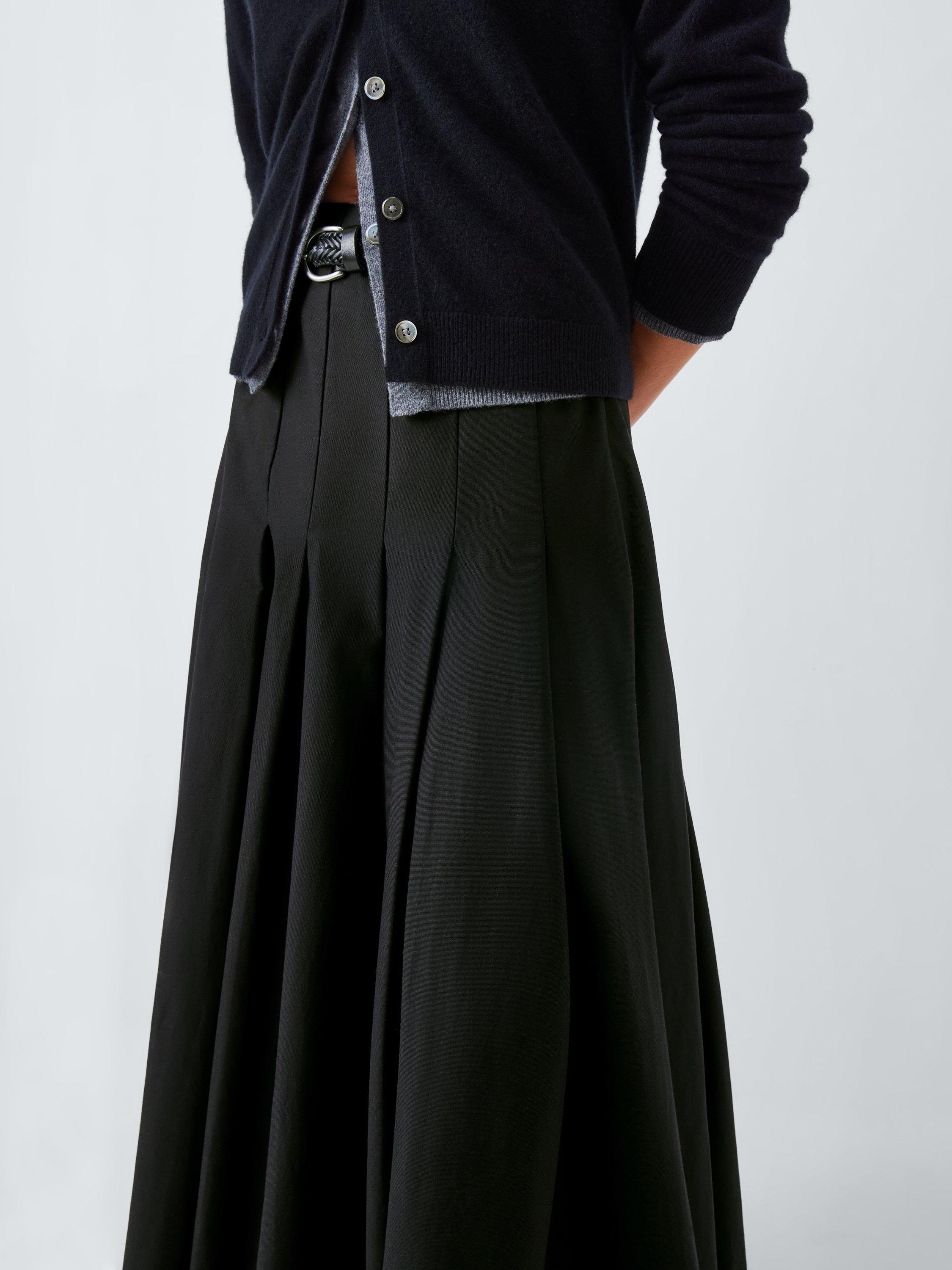 Product image 6 of 6, which shows John Lewis Cotton Blend Pleated Maxi Skirt, Black, 16