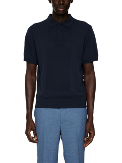 J.Lindeberg Reymond Solid Stripe Short Sleeve Polo Shirt, Rain Washed, Navy