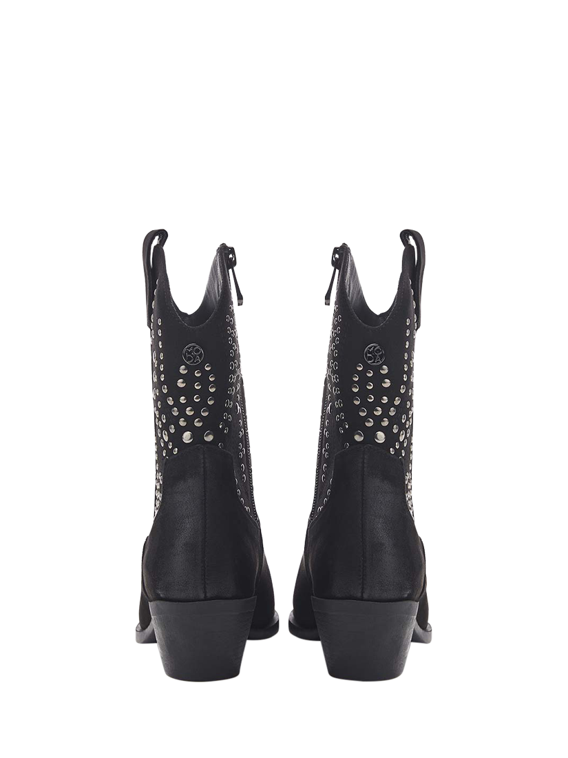 Product image 4 of 5, which shows Moda in Pelle Okes Studded Cowboy Boots, Black, 3