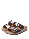 Moda in Pelle Shoon Elate Leather Two-Bar Cork Mules
