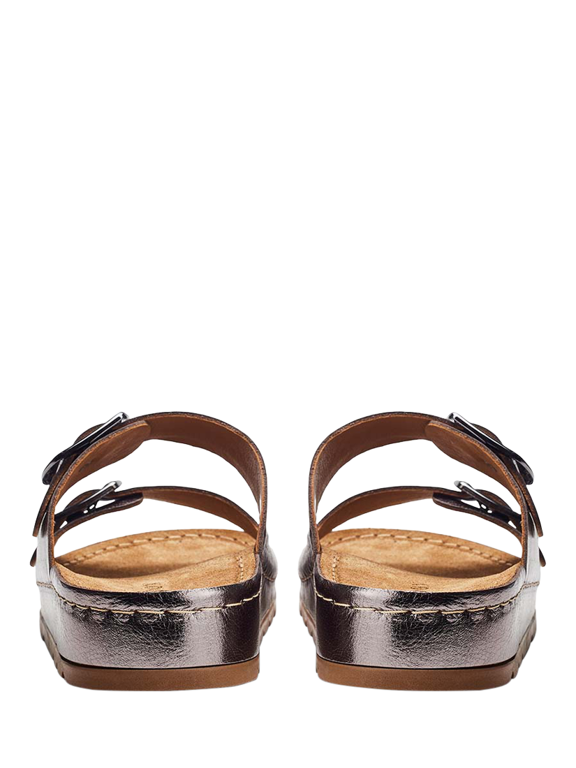 Product image 3 of 4, which shows Moda in Pelle Shoon Elate Leather Two-Bar Cork Mules, Pewter, 5