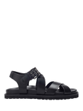 Moda in Pelle Shoon Liner Leather Double Cross Strap Sandals, Black