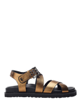 Moda in Pelle Shoon Liner Leather Double Cross Strap Sandals, Gold