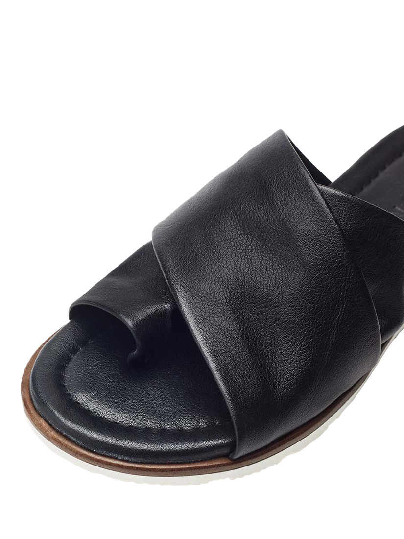 Product image 3 of 3, which shows Moda in Pelle Shoon  Malmo Leather Mule Slider Sandals, Black, 3