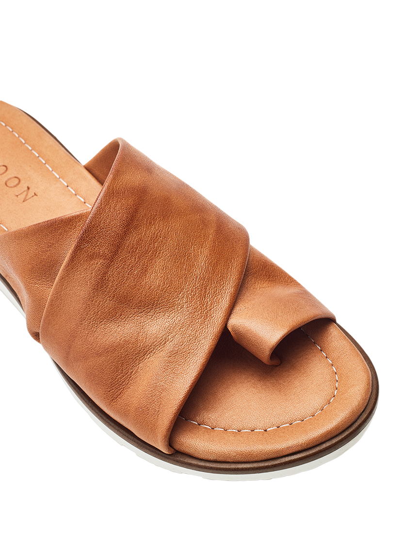 Product image 4 of 4, which shows Moda in Pelle Shoon  Malmo Leather Mule Slider Sandals, Tan, 3