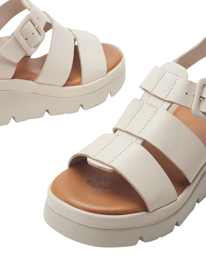 Product image 4 of 4, which shows Moda in Pelle Shoon States Leather Fisherman Sandals, Off White, 3