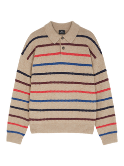 Paul Smith Stripe Wool Blend Polo Shirt, White