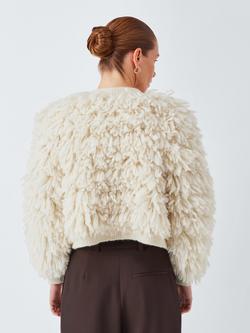 John Lewis Fluffy Wool Blend Cardigan, Natural - view 2, Natural