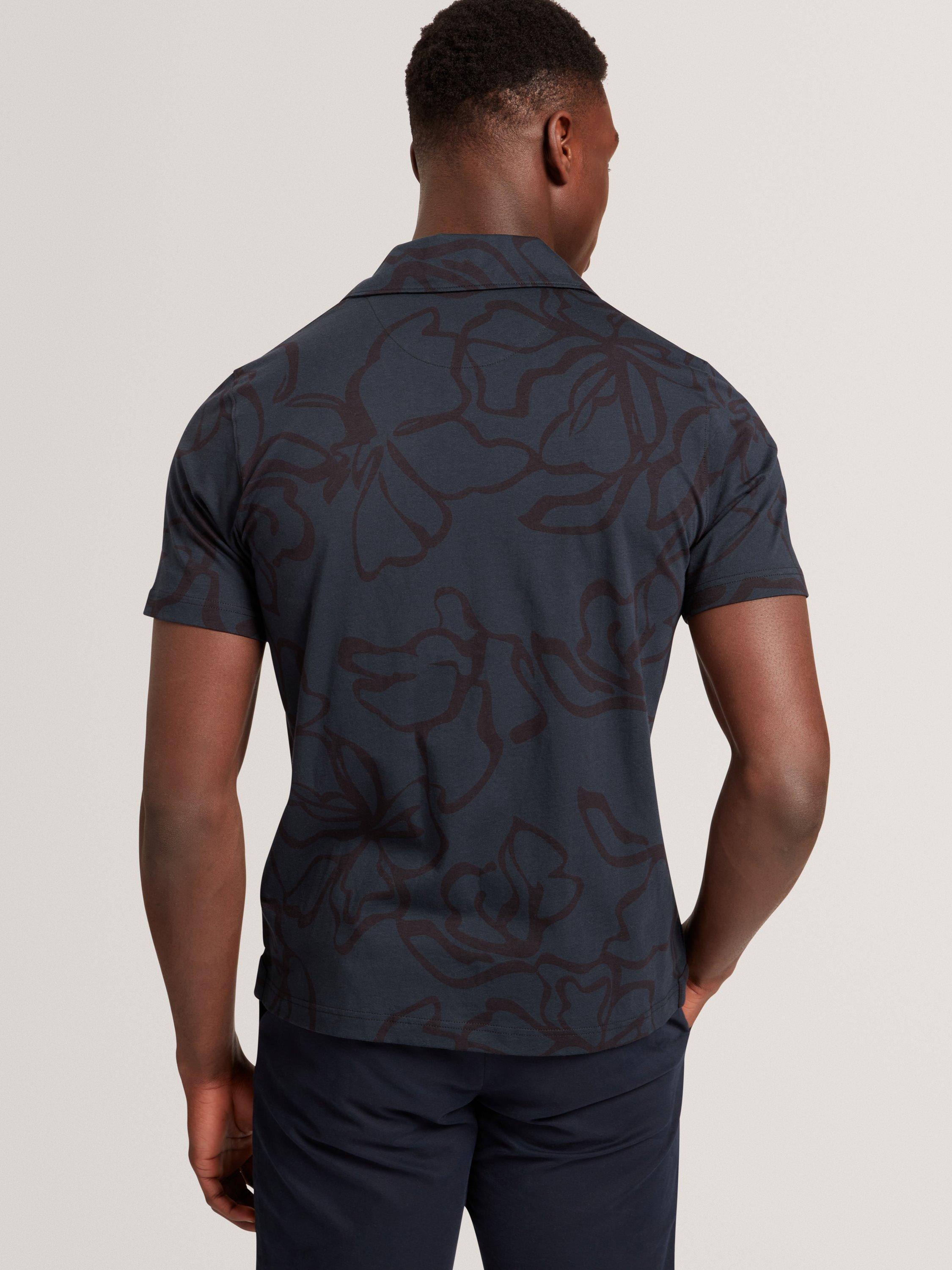 Product image 2 of 11, which shows Ted Baker Claub Cotton Regular Fit Floral Jersey Shirt, Navy, S