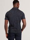 Ted Baker Claub Cotton Regular Fit Floral Jersey Shirt, Navy