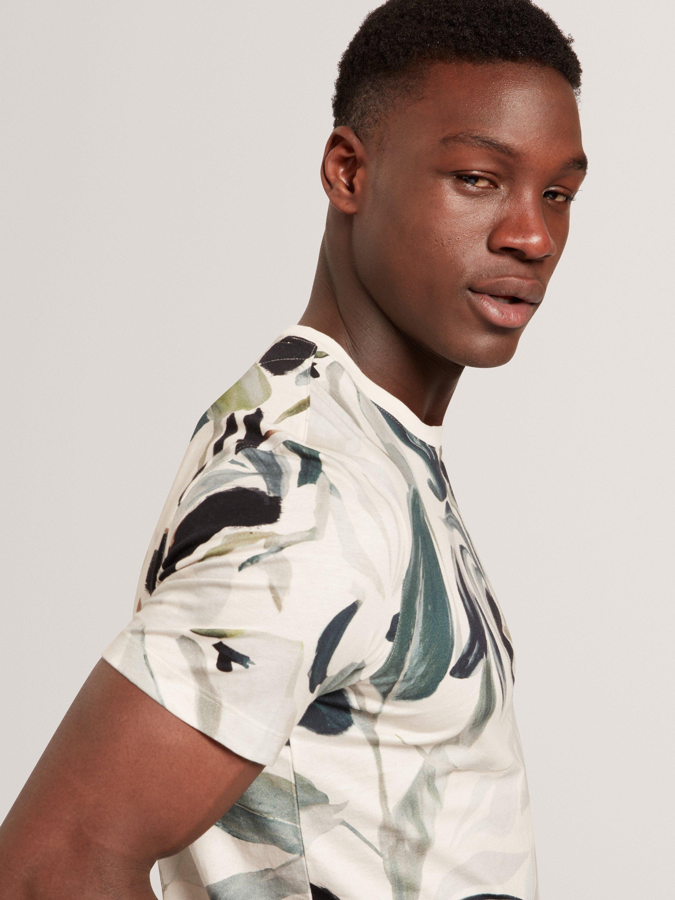 Product image 3 of 8, which shows Ted Baker Almoi Cotton Floral Print T-Shirt, Ecru, S
