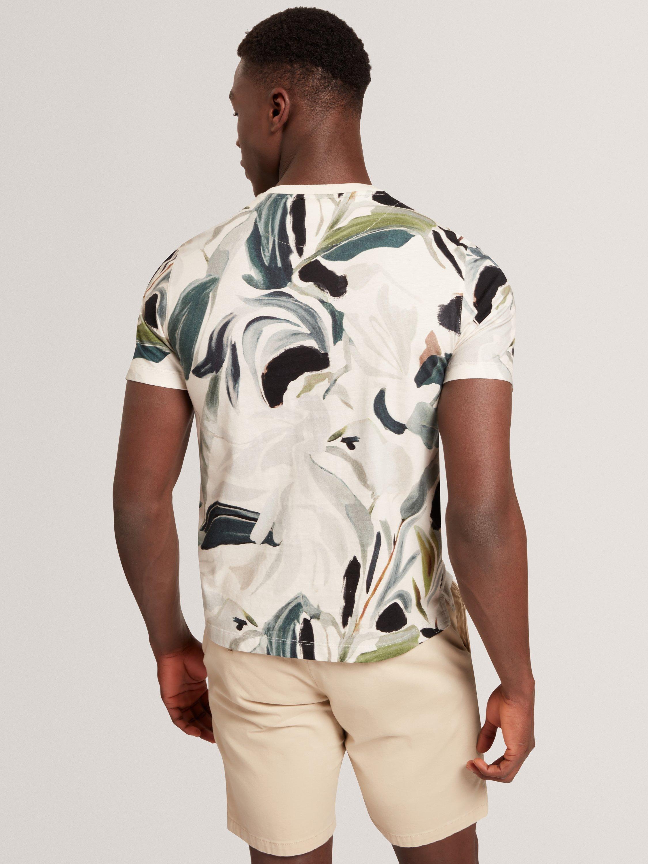 Product image 6 of 8, which shows Ted Baker Almoi Cotton Floral Print T-Shirt, Ecru, S