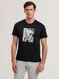 Ted Baker Justino Cotton Regular Fit Box Print Graphic T-Shirt, Black