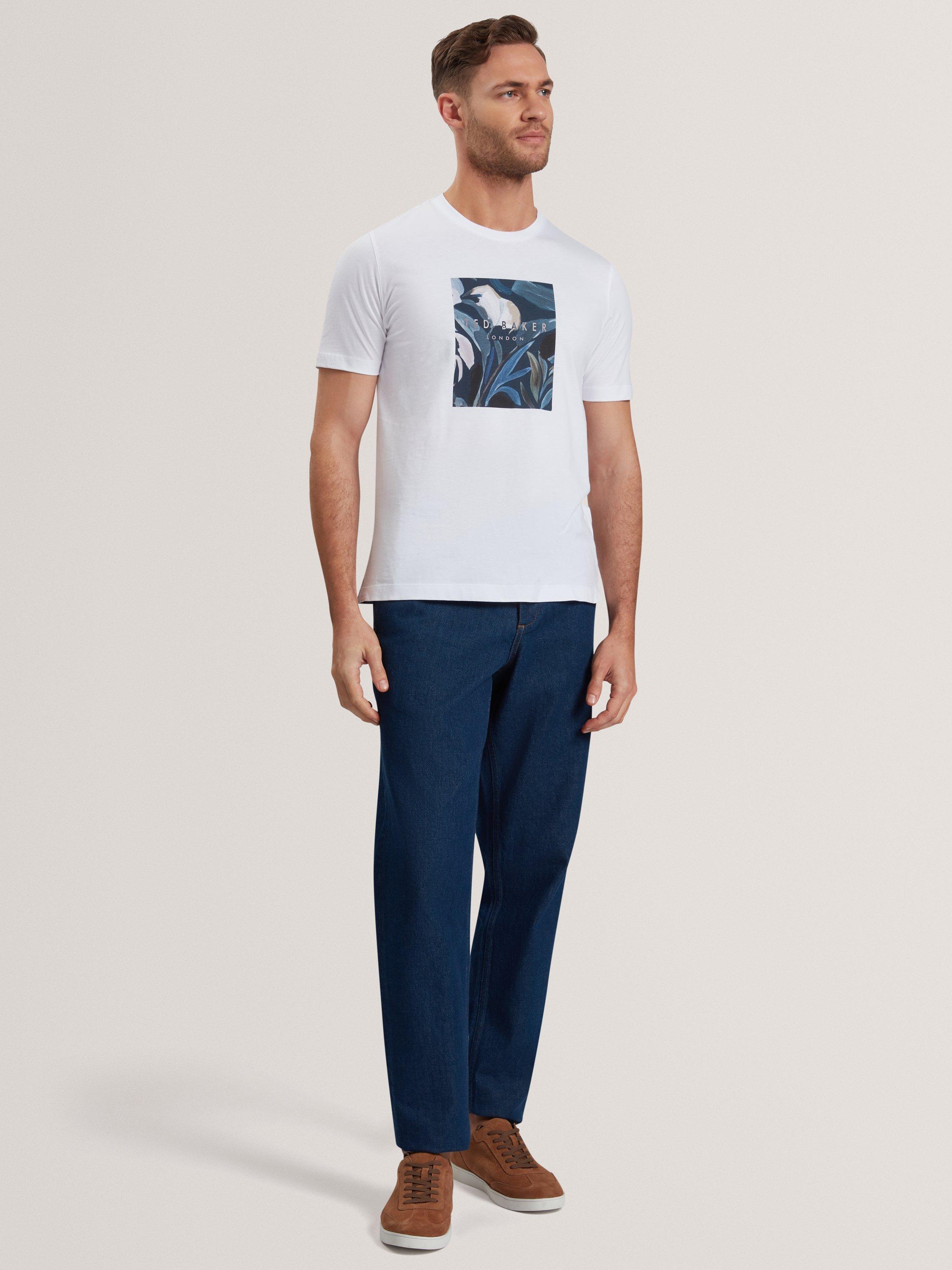 Product image 4 of 6, which shows Ted Baker Justino Cotton Regular Fit Box Print Graphic T-Shirt, White, S